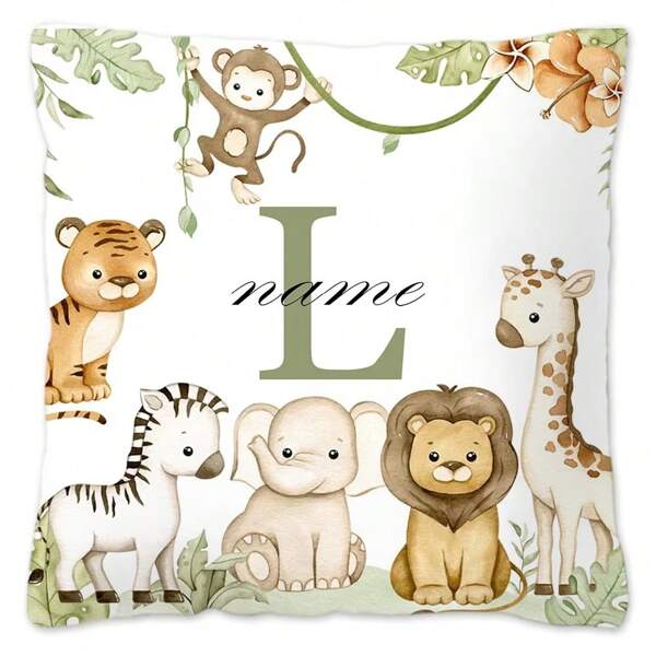 1pc Personalized Pillow Case With Cute Animal Design, Customizable Name, Gift For Kids, Children, Grandkids Birthday Party, Home Decor For Bedroom, Living Room, Study, Single-Sided Printed Pillowcase,Washable,Lightweight,Breathable, Funny,Cute,Love,Soft,Comfortable,Custom,Unique,Personalized,Ideal Gifts For Him,Ideal Gifts For Her,Ideal Gifts For Boyfriend,Ideal Gifts For Girlfriend,Ideal Gifts For Dad,Ideal Gifts For Mom,Ideal Gifts For Friends,Ideal Gifts For Family,Him,Her,Boyfriend,Girlfriend,Dad,Family,Mom,Friends,For Anniversaries,For Graduation,For Housewarming,For Weddings,For Birthdays,Car,Sofa,Tea Room,Living Room