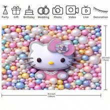 Sanrio 1 pièce Bannière décorative d'arrière-plan pour fête d'anniversaire avec chat boule de dessin animé mignon. Parfait pour décorer une salle de fête ou une chambre à coucher. Accessoires pour photobooth thème de dessin animé. Taille: 82,7 * 59,1 * 39,4 / 39,4 * 29,5 pouces