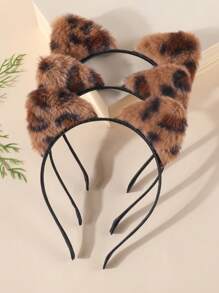 1/2/3/4 peças tiara feminina fofa e peluda com orelhas de gato e chita, faixa de cabelo curta de pelúcia da moda, faixas de cabelo felpudas com orelhas de leopardo pretas e brancas, acessórios para cosplay, presentes de festa e uso diário
