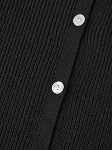 Women's Knit Cardigan Half Sleeve Round Neck Solid Color Button Up Knitwear - màu đen - Xem 6