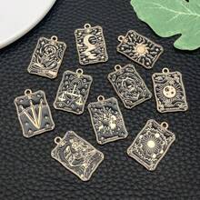 5/10 件混合塔罗牌饰品占卜饰品万圣节哥特式塔罗牌珐琅护身符幸运饰品用于珠宝制作饰品 DIY 耳环手链项链工艺品 - 黑色 - 查看 3