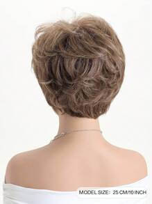 Women's Fashion Natural Fluffy Mixed Brown 10 Inch Synthetic Fiber Short Hair Wigs With Side Bangs Suitable For Daily Wear Holiday Dance Costume Party - Multicolor - View 6