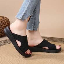 Nouvelle semelle intérieure massante en tissu incliné, légère, amortissante, confortable, Sandales femmes enfilables 66001 - Noir - Voir 10