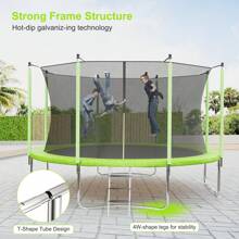 Rampoline, 10FT 12FT 14FT 16FT Trampolines For Kids & Adults, Trampoline With Enclosure, Ladder, Recreational Trampolines For Outdoor Jump, ASTM Approved