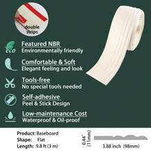 Gaahing Upgraded Hardened Baseboard Trim | Peel And Stick Self-Adhesive Design Vinyl Wall Base | Caulk And Trim Strips For Floor, Chair Rail And More, 3m X 98mm