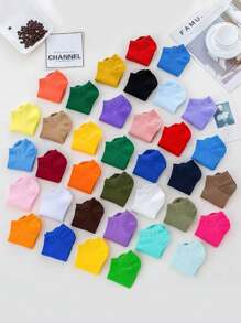 10/20 Pares de Meias Curtas Coloridas Tipo Doce para Mulheres, Elásticas e Confortáveis em Cores Sólidas, Macias e Versáteis, Adequadas para Uso Diário, Primavera/Verão