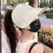 1 pieza Visera de sol con Top abierta, diseño de tela de red anti-UV de verano, protector facial elegante, apto para usar mascarillas