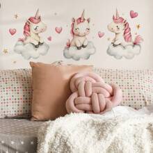 1 件可爱卡通独角兽、云朵、星星墙贴花适用于卧室、客厅、入口