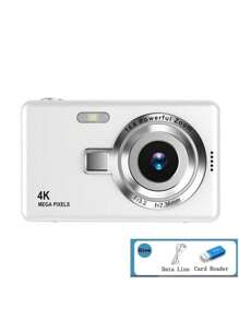 2.4" Digital Camera: 50MP, 16X Digital Zoom, Compact Digital Camera, Great Christmas Gift - White + Card Reader - View 12