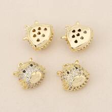 1 pieza/3 piezas Colgante de accesorios de pequeños animales con incrustaciones de cobre y circonita