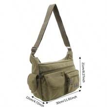 Men Casual Sling Bag Messenger Crossbody Shoulder Unisex Travel Outdoor Vintage Bags - Khaki - View 5