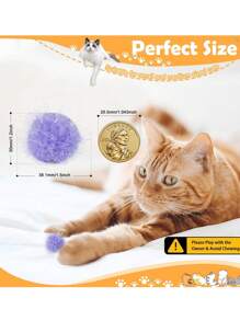 1.5 英寸超大猫咪最喜欢的追逐闪光球玩具闪光绒球各种颜色闪光球猫咪最喜欢的玩具球金属丝绒球闪光。（颜色随机）