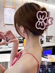 1/3/6 pièces, Doux et mignon Clip à cheveux avec nœud ajouré pour l'arrière de la tête, pinces à cheveux élégantes de grande taille, simple, diadème de princesse avec nœud ajouré, très attrayant et mignon. Pinces à cheveux roses pour l'arrière de la tête