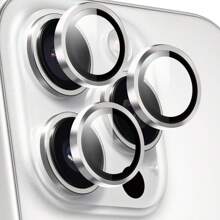 Tương thích với miếng dán bảo vệ ống kính camera 16 Pro Max/16 Pro, miếng dán màn hình camera sau, khay lắp 1 bước/UHD/siêu mỏng/chống vỡ cấp độ quân đội/chống trầy xước/thân thiện với ốp lưng/kính cường lực 9H 3 gói - Bạc - Xem 1