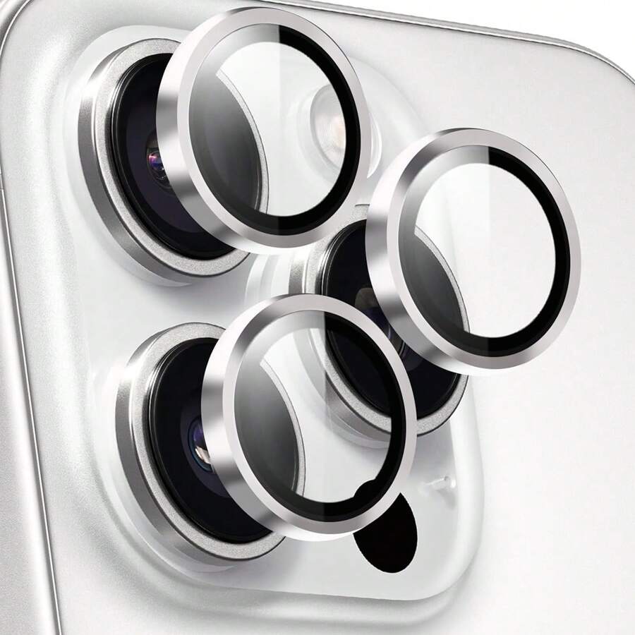 Tương thích với miếng dán bảo vệ ống kính camera 16 Pro Max/16 Pro, miếng dán màn hình camera sau, khay lắp 1 bước/UHD/siêu mỏng/chống vỡ cấp độ quân đội/chống trầy xước/thân thiện với ốp lưng/kính cường lực 9H 3 gói - Bạc - Xem 1