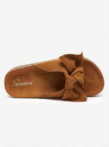 Women's -Suede Slippers With A Bow In Blue Dofro- Footwear
