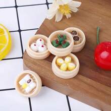 Miniature Steamed Bun Decorative Toy Food, New Simulation Small Steamer Bread Food Model, Tiny Steamer Recognition Miniature Supermarket Food Snack Dumpling Kitchen Decor, Play House Toys For Festival Gifts - Multicolor - View 4