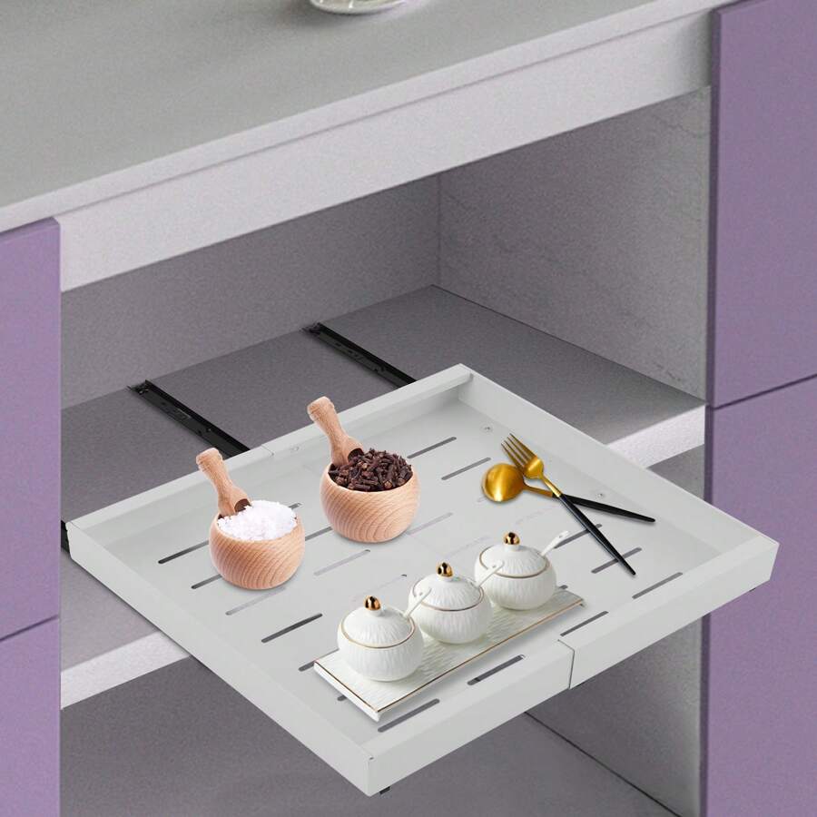 Eatssode Telescopic Drawer, Extendable Cabinet Drawer, 32-52cm Adjustable Width Kitchen Cabinet Organizer, Slide Out Cabinet Organizer For Kitchen, Bathroom, Living Room