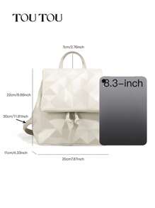 AILUXI Uroczy i modny designerski lekki biznesowy, swobodny mini plecak, szykowna torebka ze skóry PU w kolorze kremowym i torba szkolna, minimalistyczny wzór vintage argyle dayback, przenośna, regulowana torba podróżna z klapką i torba na książki