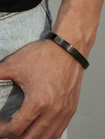 1 قطعة أساور ستانلس ستيل ذات أرقام رومانية بتصميم بسيط (قابل للفتح)