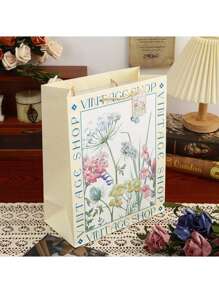 6件复古礼品手提袋母亲节情人节礼物包装袋复古轻奢白牛皮压花礼品袋生日礼物包装纸袋高颜值女神节手提袋 - 彩色 - 查看 6