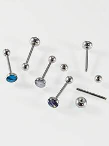 1PC Stainless Steel Shell Tongue Barbell Ring For Women Silvery Mix Color Shell Tongue Ring Piercing Jewelry - Steel - View 6