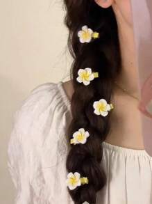 5件套女士时尚花朵发夹，可爱迷你雏菊发卡，优雅公主风花朵发爪，Y2K仙女风发饰，适合日常佩戴、上学、度假装扮，头部配饰，发夹 - 黃色 - 查看 6