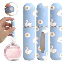1 件时尚简约风格印花 5ml 香水喷雾瓶 - 多色选择 - 可再填充便携式旅行迷你雾化器 - 化妆品泵分配器，香水瓶