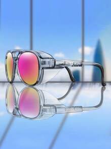 TAMWY 复古飞行员时尚眼镜，音乐节派对时尚配饰，朋克风格配饰 - 彩色 - 查看 2