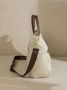 Nueva moda Bolso de mano con gran capacidad, versátil, multicompartimento, resistente al agua, con correa de hombro ajustable. Cuenta con espuma protectora para computadora portátil y libreta. Ligero y adecuado para trabajadores de oficina, estudiantes universitarios y viajeros - Beis - Ver 8