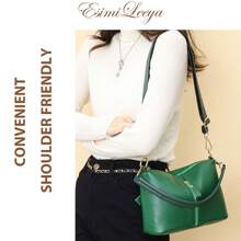 Small Genuine Leather Crossbody Purses For Women With Hand Carry Strap Zipper Shoulder Handbags Crossbody Purses For Women With Anti-Theft Back Zipper Pocket Women Bag Include Soft Leather Fabric Hight Quality Smooth Zipper And Adjustable Removable Shoulder Strap Handbags For Ladies With Zipper Closure Perfect Gifts And Thoughtful Present For Halloween Christmas Valentine's Day Birthday Teachers Day Mothers Day New Year's Independence Day Adapt Various Styles For Vintage Casual Cute Elegant Retro Simple Minimalist  Black  Khaki Red Green 4 Colors Options Crossbody Bag For Women Versatile Purses For Wedding Travel Work Shopping Vacation Party School - Green - View 4