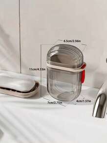 3M 1 Set Portable Travel Soap Dish And Toothbrush Holder - Plastic, Oval Shape, Essential For Camping, Gym, Bathroom Accessories