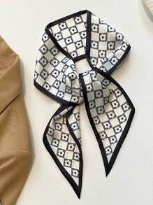 4 件装黑白别致窄长围巾，可作为腰带、专业领带 - 黑與白 - 查看 6