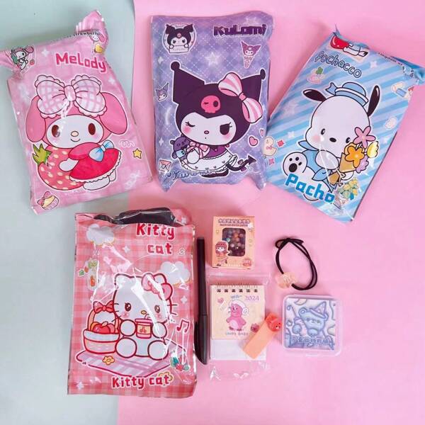 pokemon Bolsa Misteriosa da Sorte Sanrio, Brinquedos Surpresa para Desembalar, Presente/Prêmio Criativo para Crianças, Desenho Animado Adorável, Volta às Aulas, Material Escolar, Estojo para Lápis, Bolsa para Lápis, Mochila Escolar