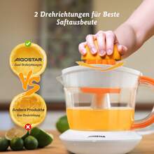 Elektrische Saftpresse mit 2 Kegeln, Orangenpresse 40 Watt, Zitruspresse 0,7 Liter, 2 Drehrichtungen, Hohe Saftausbeute, Tropfsicherer Auslauf - Frischer Saftgenuss