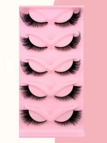 5 أزواج من رموش مستعارة نصفية 15 مم شكل عيون القطة السهم محدود الطول رموش طرف مستعارة طبيعي المظهر