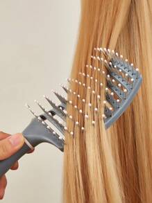 1pc Large Ventilated Hair Straightening Brush, Women's Thick Long Curly Hair Paddle Brush, Quick Drying Straight Hair Stylist Volumizing Brush, Anti-Static Curved Styling Tool, Suitable For Dry & Wet Gray Hair, Hair Brush, Hairdressing Tool, Hairdressing Product And Accessory, Suitable For Barbershop, Beauty, Back To School Season - Grey - View 5