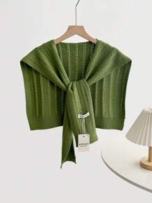 1pc Women's Knitted Hollow-Out Colorful Shawl Scarf, Versatile For Summer