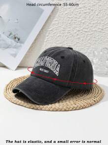 1pc Unisex California West Coast Hollow-Out Stylish Personalized Outdoor Sports Washed Beach Retro Adjustable Letter Casual Street Polyester (Polyester) Printed Soft Crown Baseball Cap/Snapback, Suitable For Spring, Summer, Autumn, Winter