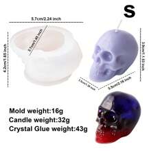 [Favorito del cliente] Moldes para velas de calavera de Halloween - Kit de manualidades de silicona y resina epoxi, formas de esqueleto blanco y rosa para decoraciones festivas - Para Halloween y fiestas - Ideal para artesanos y aficionados al bricolaje - Regalo perfecto para los amantes de Halloween - Multicolor - Ver 9