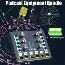 USB Streaming Podcast PC Microphone, Studio Cardioid Condenser Mic Kit With Sound Card, Boom Arm, Shock Mount, Pop Filter, For Karaoke, Gaming, Recording Etc - Black - View 6