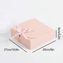 1pc Flip Cover White Cardboard Pastry Gift Box With Bowknot , Macaron Combination Packaging Box - Bow Gift Box - View 2