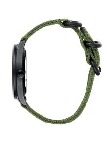 BIDEN 1 pieza Reloj deportivo de moda para hombres, reloj de cuarzo analógico para hombres, calendario digital árabe fácil de leer, reloj con correa de nailon luminosa y resistente al agua - Verde militar - Ver 10