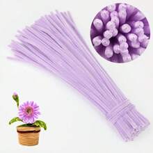 Value Pack 100Pcs Assorted Colors Flexible Fabric Pipe Cleaners With Step-By-Step Video 8mm/0.31inch Bolder DIY Craft Supplies For Handmade Decorations And Projects, Twister Set With Two Color Options, Pipe Cleaner Flower Kits - Multicolor - View 22