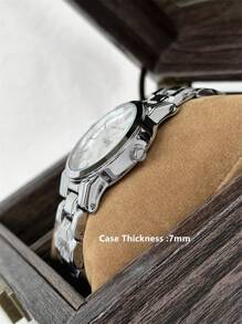 Pablo Raez 1 件银色华丽女士手表女士珠宝夏季配饰奢华连衣裙复古手表不锈钢手链链 IPS 镀层顶级全新优雅高级时尚格纹图案设计石英表 - 均碼 - 查看 9