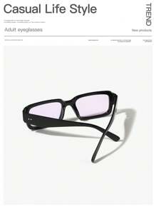 1 件女士亚克力经典休闲矩形时尚黑色眼镜，适合节日出游、服装搭配和节日礼物 - 彩色 - 查看 4