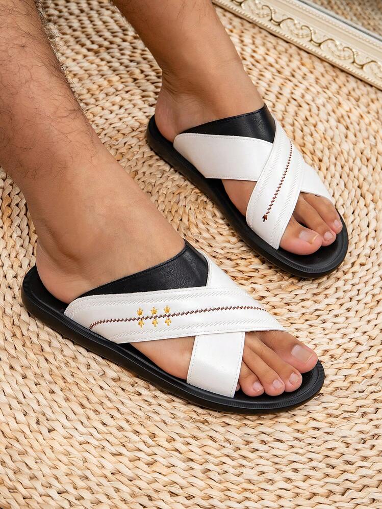 Men's Sandals Men's Arabic Sandals Formal Slippers - White Black - View 2