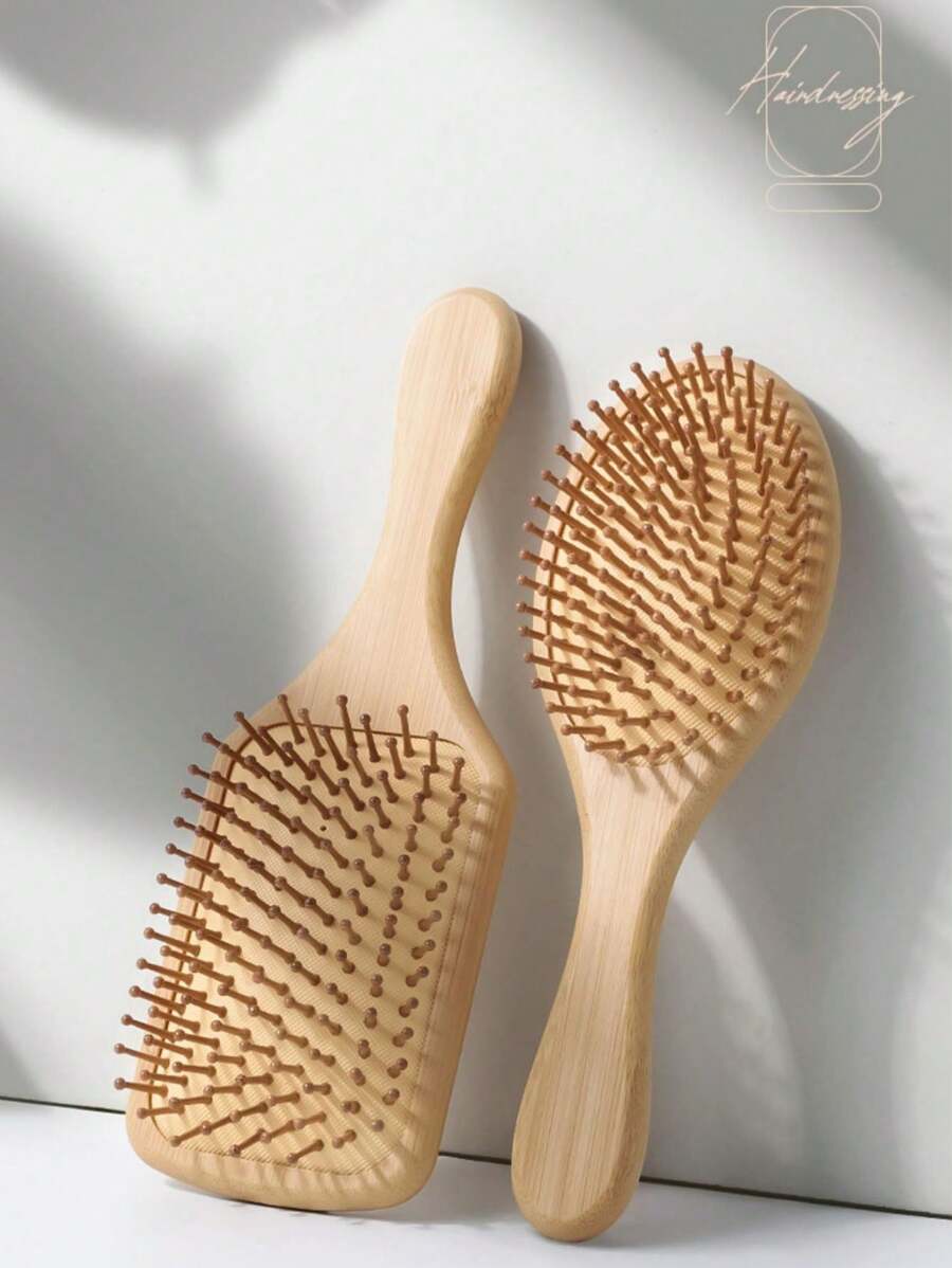 Home Shun Hair Beauty Wooden Airbag Comb, Massage Comb, Handheld Labor Saving Round Head Bamboo Teeth Not Hurt Hair Ladies Long Hair Home Rubber Air Cushion Comb Gift, Head Meridian Air Cushion Comb, Massage Large Comb, Long Hair Massage Comb, Anti-Static Airbag Wooden Comb. - 彩色 - 查看 1