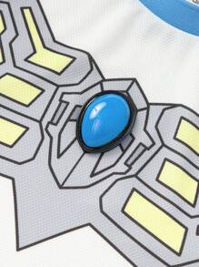 Balabala X Ultraman 青少年男孩两件套短袖服装，2025 年夏季套装 - 藍紅色調 - 查看 3