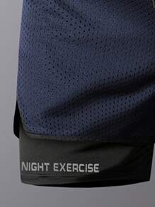 Men's Letter Print 2 In 1 Outdoor Shorts, Spring/Summer